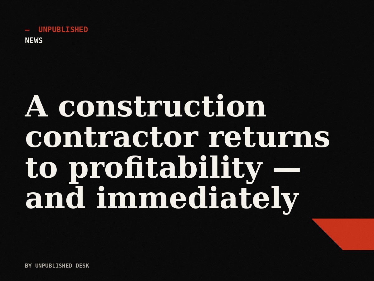 A construction contractor returns to profitability — and immediately raises capex guidance. Either brave or oblivious.