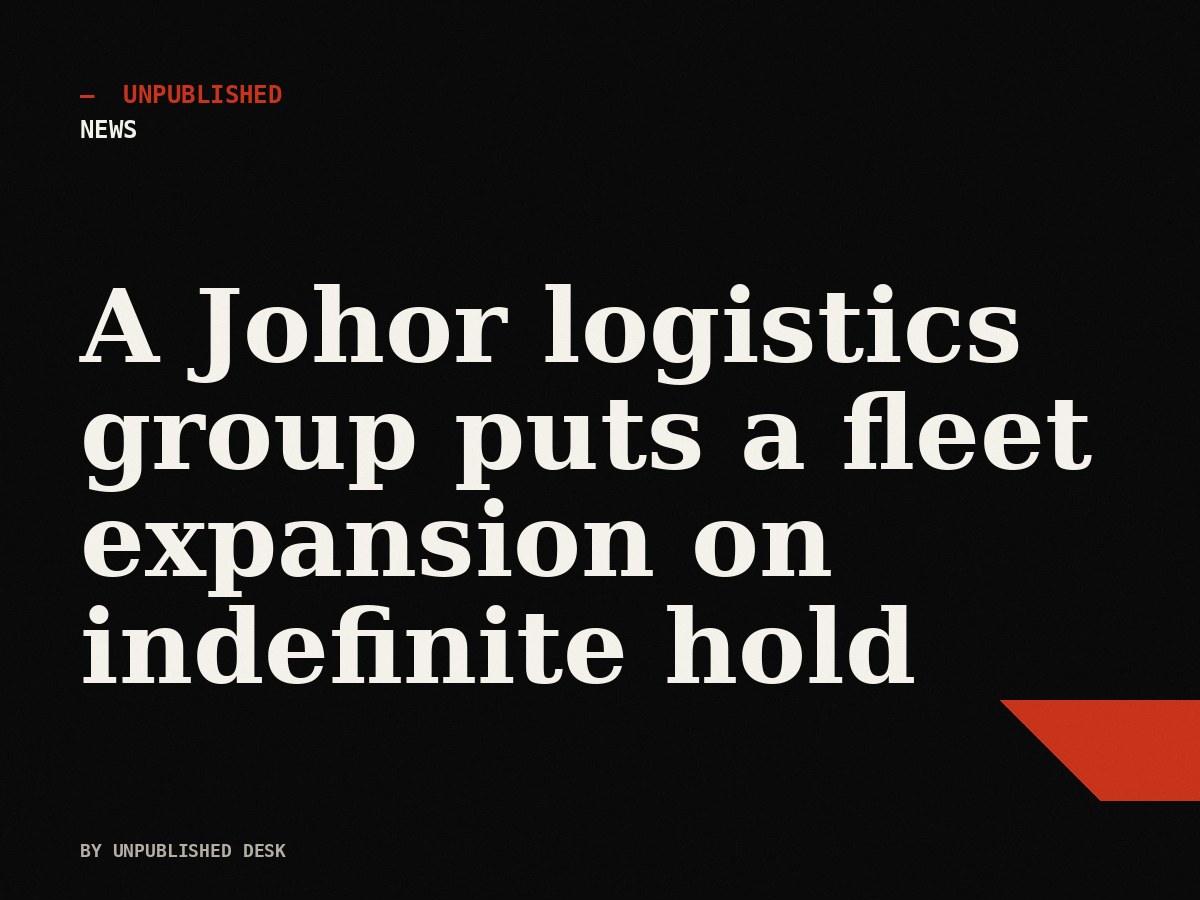 A Johor logistics group puts a fleet expansion on indefinite hold. The reasoning is more interesting than the headline.
